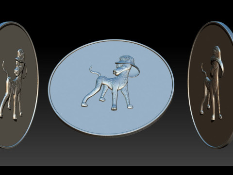 3D STL Bas-Relief Dog Emblem 3D Print Model