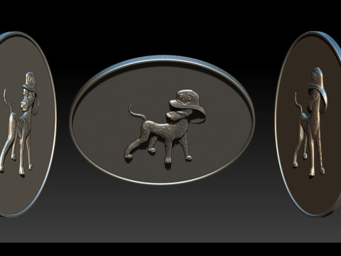 3D STL Bas-Relief Dog Emblem 3D Print Model