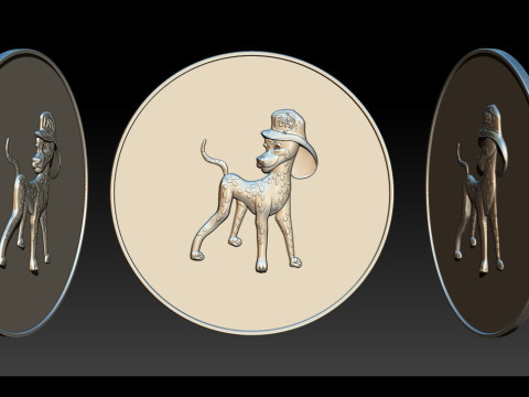 3D STL Bas-Relief Dog Emblem 3D Print Model