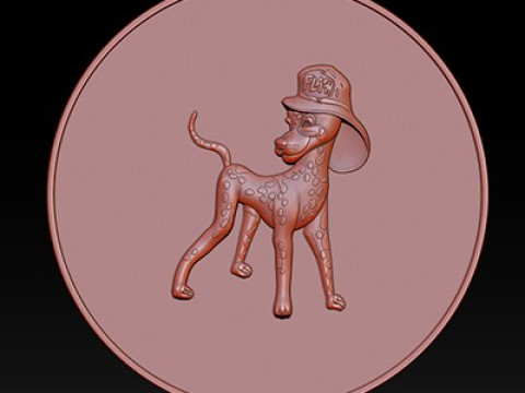 3D STL Bas-Relief Dog Emblem 3D Print Model