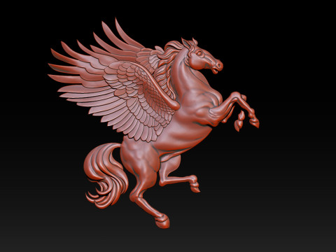 Pegasus Winged Horse Jewelry Relief Model 3D Print Model