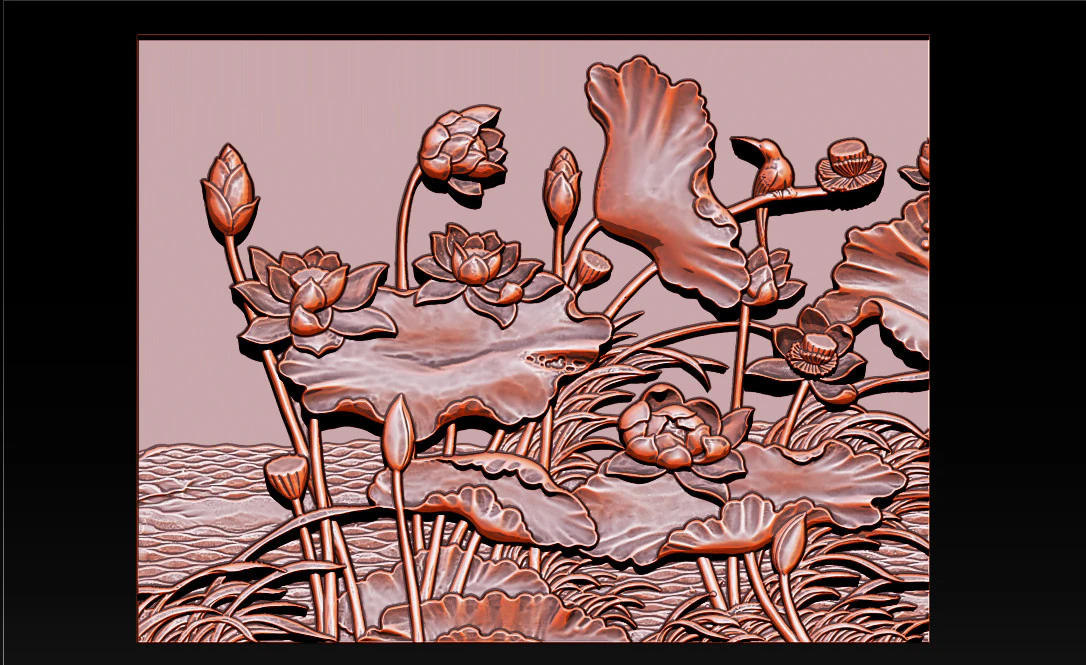 LOTUS POND BAS-RELIEF 3D MODEL - V1 3D Print Model .c4d .max .obj .3ds .fbx .stl .blend 