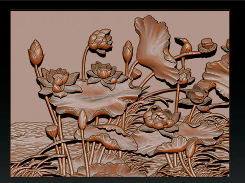 LOTUS POND BAS-RELIEF 3D MODEL - V1 3D Print Model
