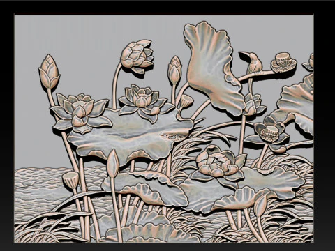 LOTUS POND BAS-RELIEF 3D MODEL - V1 3D Print Model