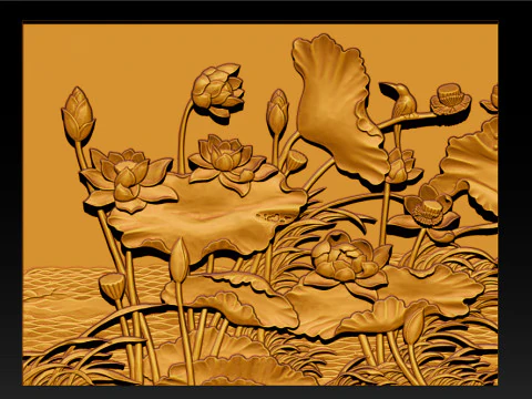 LOTUS POND BAS-RELIEF 3D MODEL - V1 3D Print Model