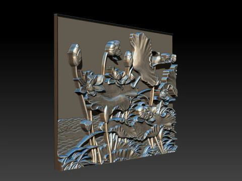 LOTUS POND BAS-RELIEF 3D MODEL - V1 3D Print Model