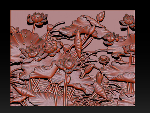 LOTUS POND BAS-RELIEF 3D MODEL - V2 3D Print Model