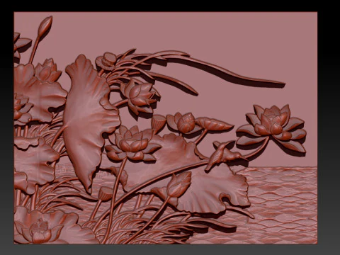 LOTUS VIJVER BAS-RELIEF 3D-MODEL - V3 3D printmodel