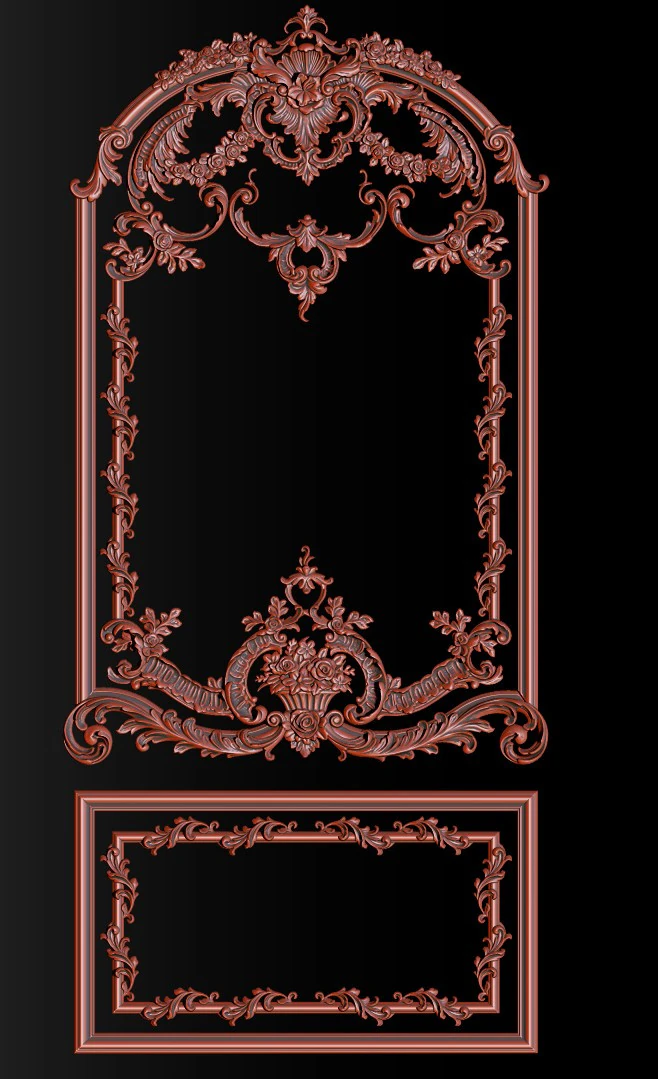 Modelo CNC em relevo ornamental para portas de madeira e pain&eacute;is de parede Modelo de Impressão 3D .c4d .max .obj .3ds .fbx .stl .blend 