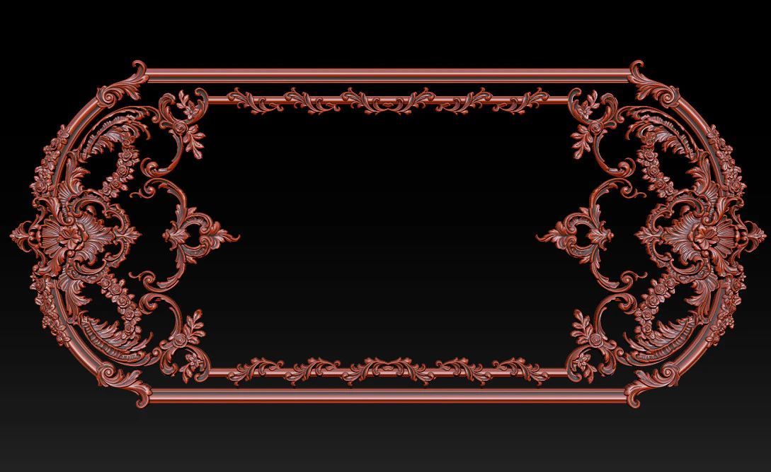 Ornamental Relief CNC Model for Wooden Doors and Wall Panels 1B 3D Print Model .c4d .max .obj .3ds .fbx .stl .blend
