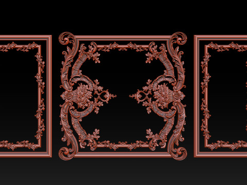 Ornamental Relief CNC Model for Wooden Doors and Wall Panels 2A 3D Print Model