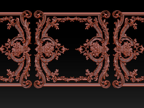 Ozdobny reliefowy model CNC do drewnianych drzwi i paneli ściennych 2B Model do druku 3D