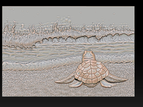 Sea Turtle Bas-Relief 3D STL Model 3D Print Model
