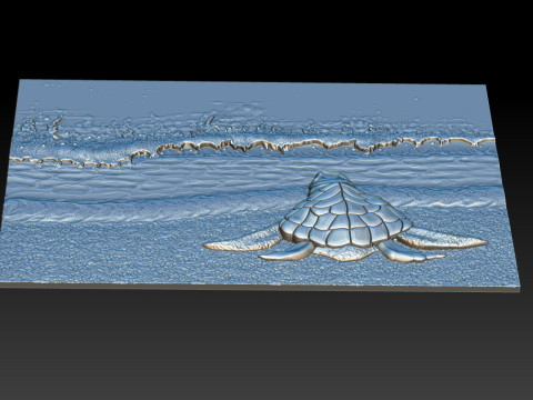 Sea Turtle Bas-Relief 3D STL Model 3D Print Model