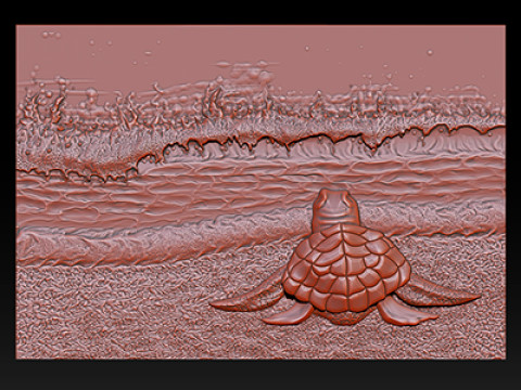 Sea Turtle Bas-Relief 3D STL Model 3D Print Model