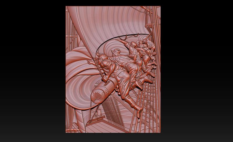 Epic Sailboat Warrior Relief 3D Print Model .c4d .max .obj .3ds .fbx .stl .blend 
