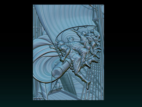 Epic Sailboat Warrior Relief 3D Print Model