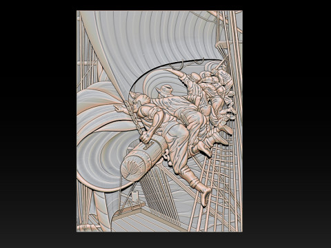 Epic Sailboat Warrior Relief 3D Print Model