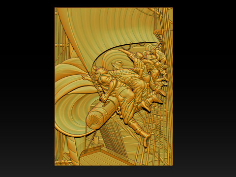 Epic Sailboat Warrior Relief 3D Print Model