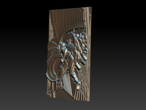 Epic Sailboat Warrior Relief 3D Print Model