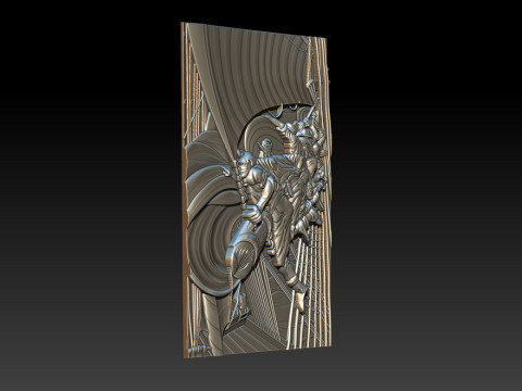 Epic Sailboat Warrior Relief 3D Print Model