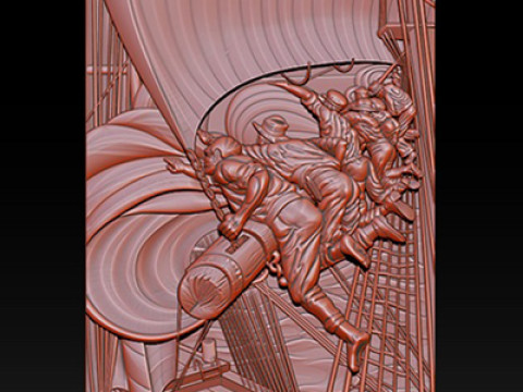 Epic Sailboat Warrior Relief 3D Print Model