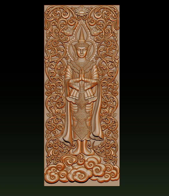 BUDDHA STANDING BAS RELIEF CNC MODEL 3D Print Model .c4d .max .obj .3ds .fbx .stl .blend 