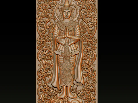 BUDDHA STANDING BAS RELIEF CNC MODEL 3D Print Model