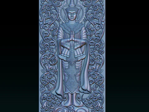 BUDDHA STANDING BAS RELIEF CNC MODEL 3D Print Model