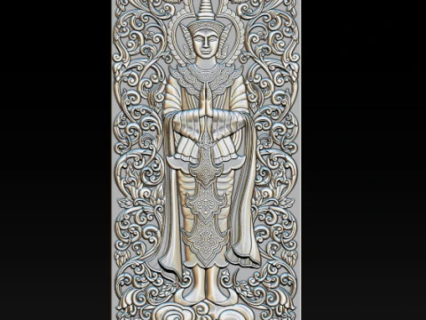 BUDDHA STANDING BAS RELIEF CNC MODEL 3D Print Model