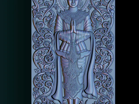 BUDDHA STANDING BAS RELIEF CNC MODEL 3D Print Model