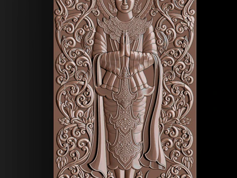 BUDDHA STANDING BAS RELIEF CNC MODEL 3D Print Model