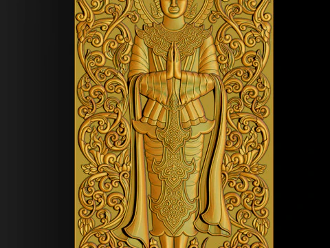 BUDDHA STANDING BAS RELIEF CNC MODEL 3D Print Model