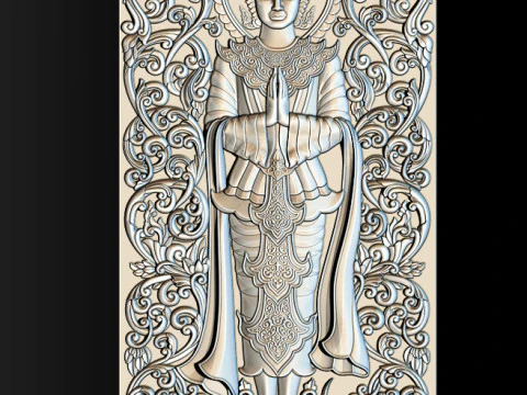 BUDDHA STANDING BAS RELIEF CNC MODEL 3D Print Model