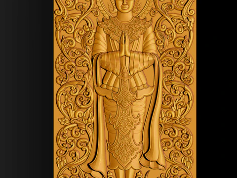 BUDDHA STANDING BAS RELIEF CNC MODEL 3D Print Model