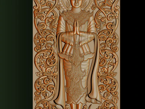 BUDDHA STANDING BAS RELIEF CNC MODEL 3D Print Model