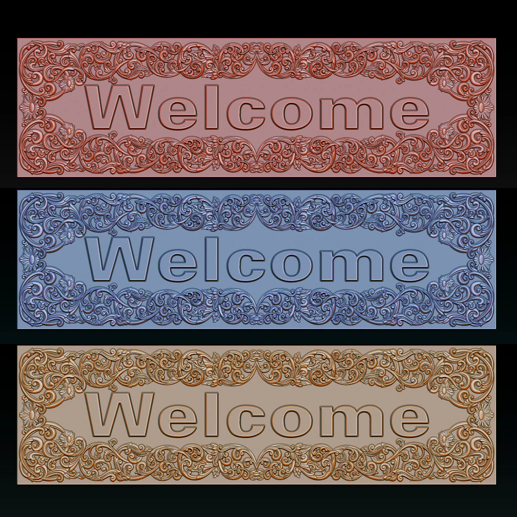 WELCOME ORNAMENTAL CNC SIGN 3D RELIEF MODEL 3D Print Model .c4d .max .obj .3ds .fbx .stl .blend