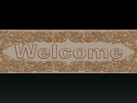 WELCOME ORNAMENTAL CNC SIGN 3D RELIEF MODEL 3D Print Model