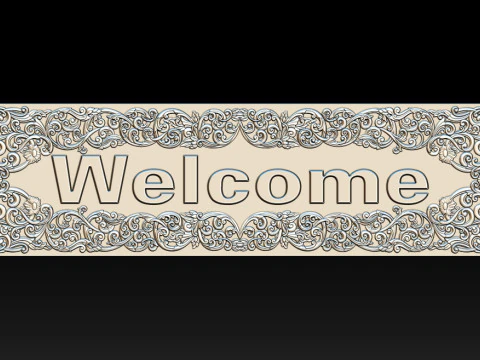 WELCOME ORNAMENTAL CNC SIGN 3D RELIEF MODEL 3D Print Model