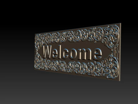 WELCOME ORNAMENTAL CNC SIGN 3D RELIEF MODEL 3D Print Model