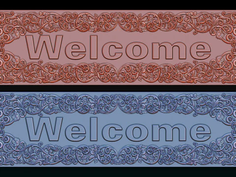 WELCOME ORNAMENTAL CNC SIGN 3D RELIEF MODEL 3D Print Model