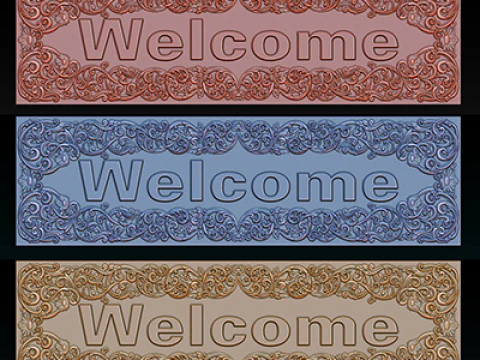 WELCOME ORNAMENTAL CNC SIGN 3D RELIEF MODEL 3D Print Model