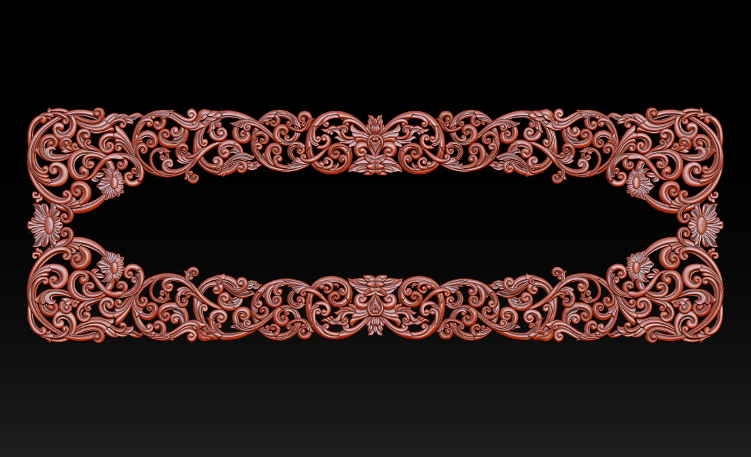 Moldura floral ornamental em relevo CNC Modelo de Impressão 3D .c4d .max .obj .3ds .fbx .stl .blend 