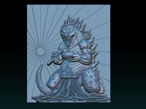 Kaiju Dragon Eating Ramen 3D Relief 3D Print Model