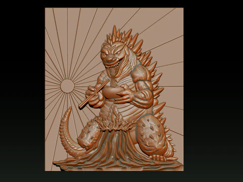 Kaiju Dragon Eating Ramen 3D Relief 3D Print Model