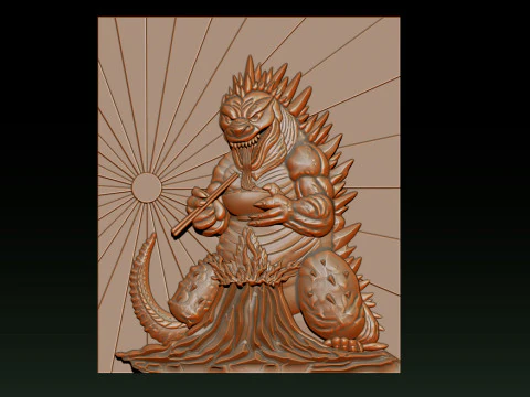 Kaiju Dragon Eating Ramen 3D Relief 3D Print Model