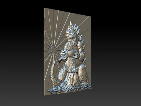 Kaiju Dragon Eating Ramen 3D Relief 3D Print Model