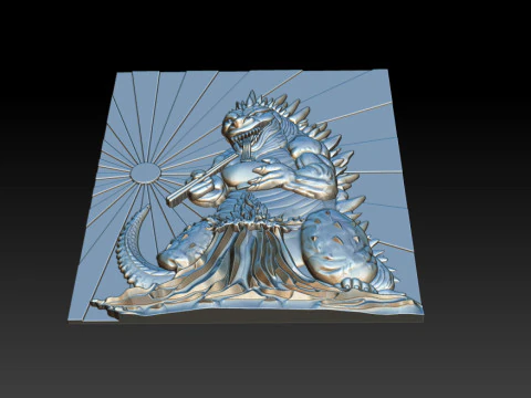 Kaiju Dragon Eating Ramen 3D Relief 3D Print Model