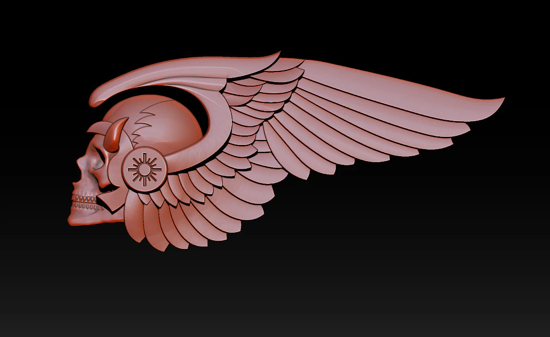 Gothic Winged Skull Relief for Jewelry 3D Print Model .c4d .max .obj .3ds .fbx .stl .blend 