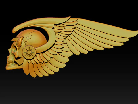 Gothic Winged Skull Relief for Jewelry 3D Print Model